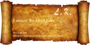 Lencs Krisztián névjegykártya
